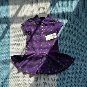 Polo Ralph Lauren Purple Polo Dress with Polo Bear all-over print